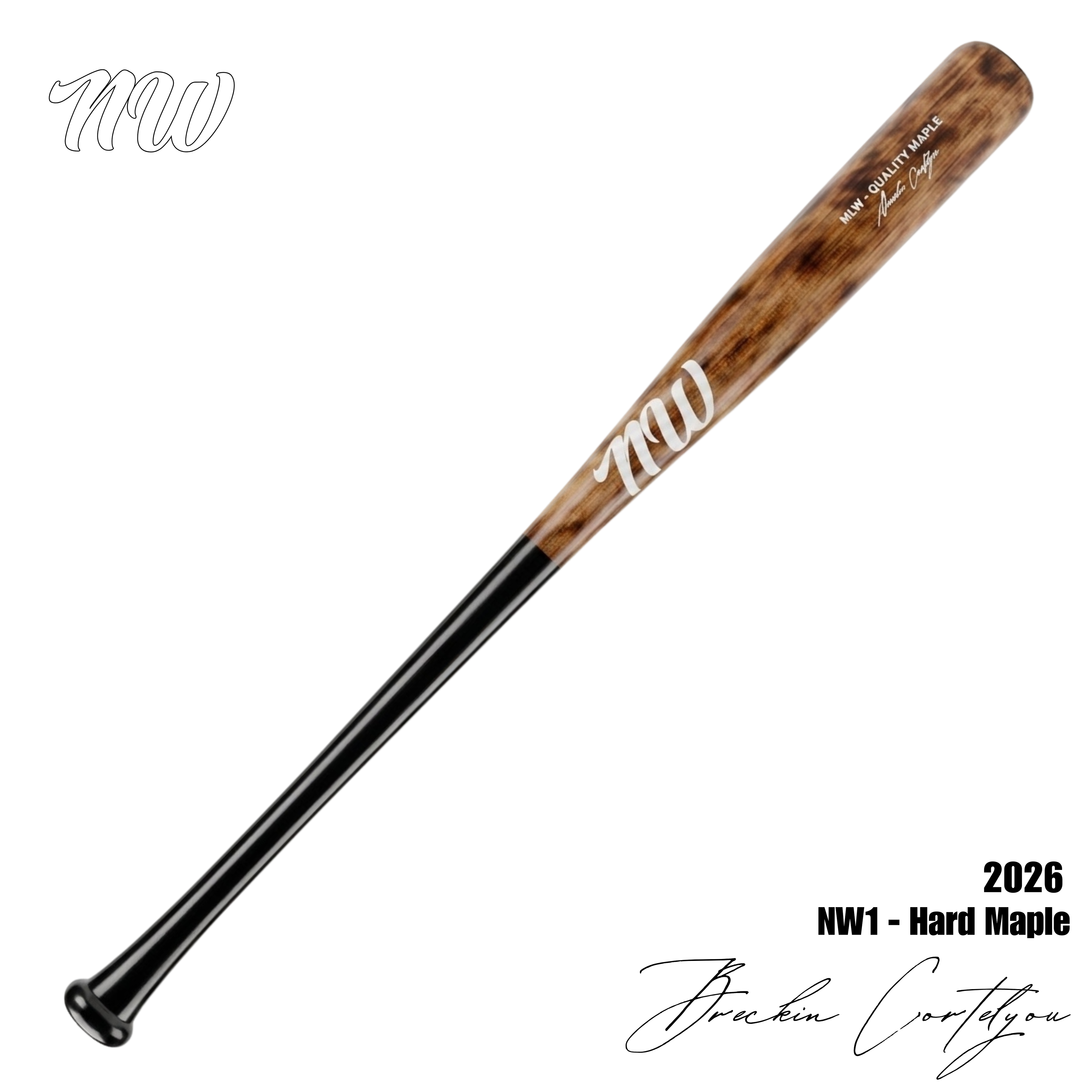 NW1 BASEBALL BAT - Smokey Black W/ White Logo 50/50