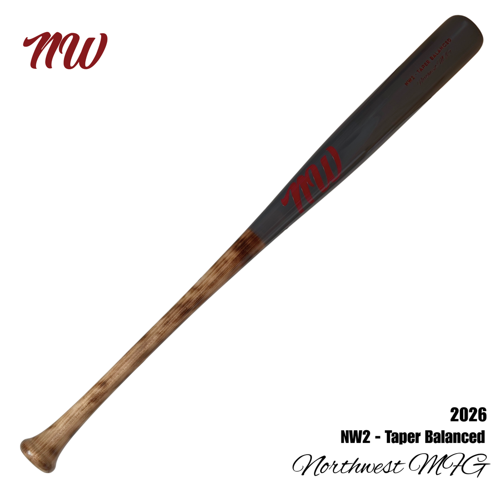 NW2 BASEBALL BAT - Grey/Burned Handle 50/50 Crimson Logo